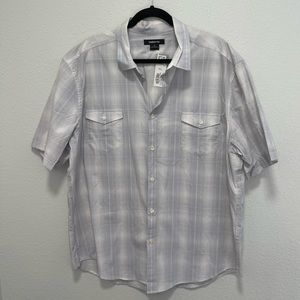 Liz Claiborne Blue Gray White Plaid Men’s Button Down Shirt Size X Large